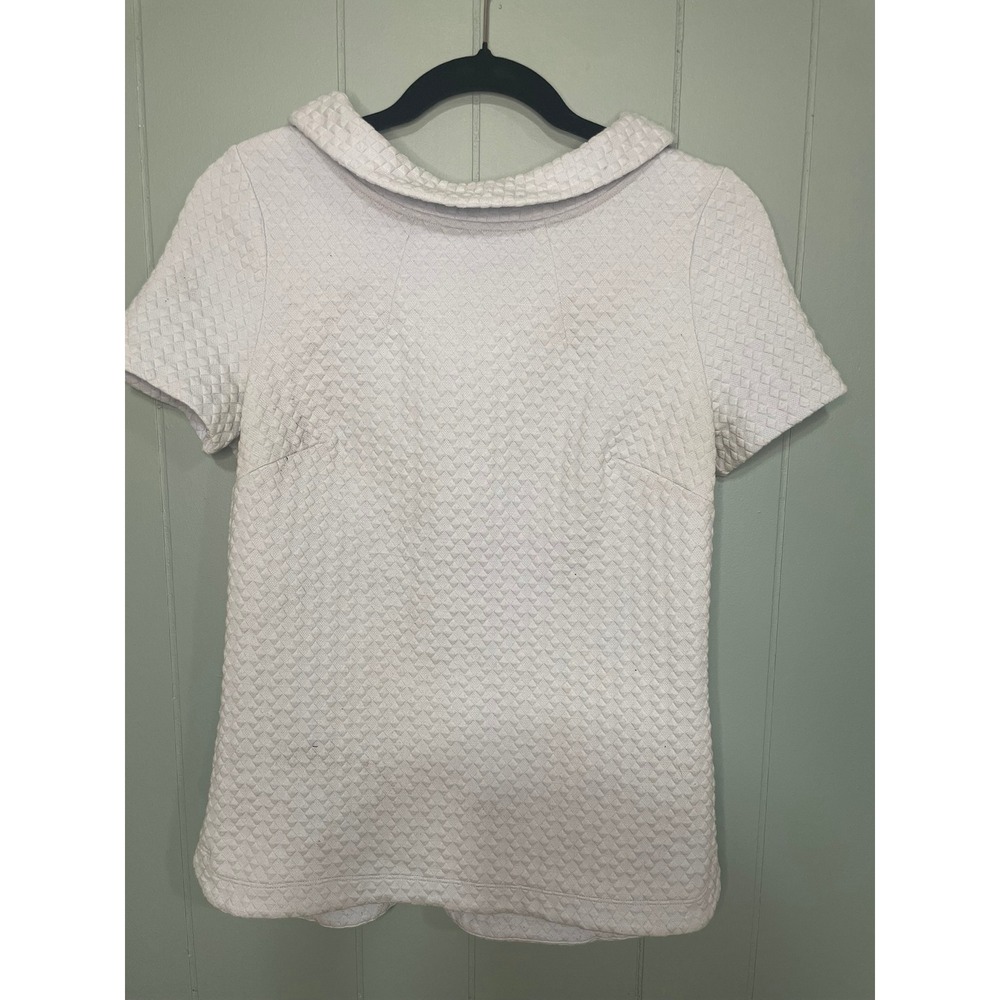Boden Textured Knit Top Short Sleeve Collared Light Blue,‎ Size 6